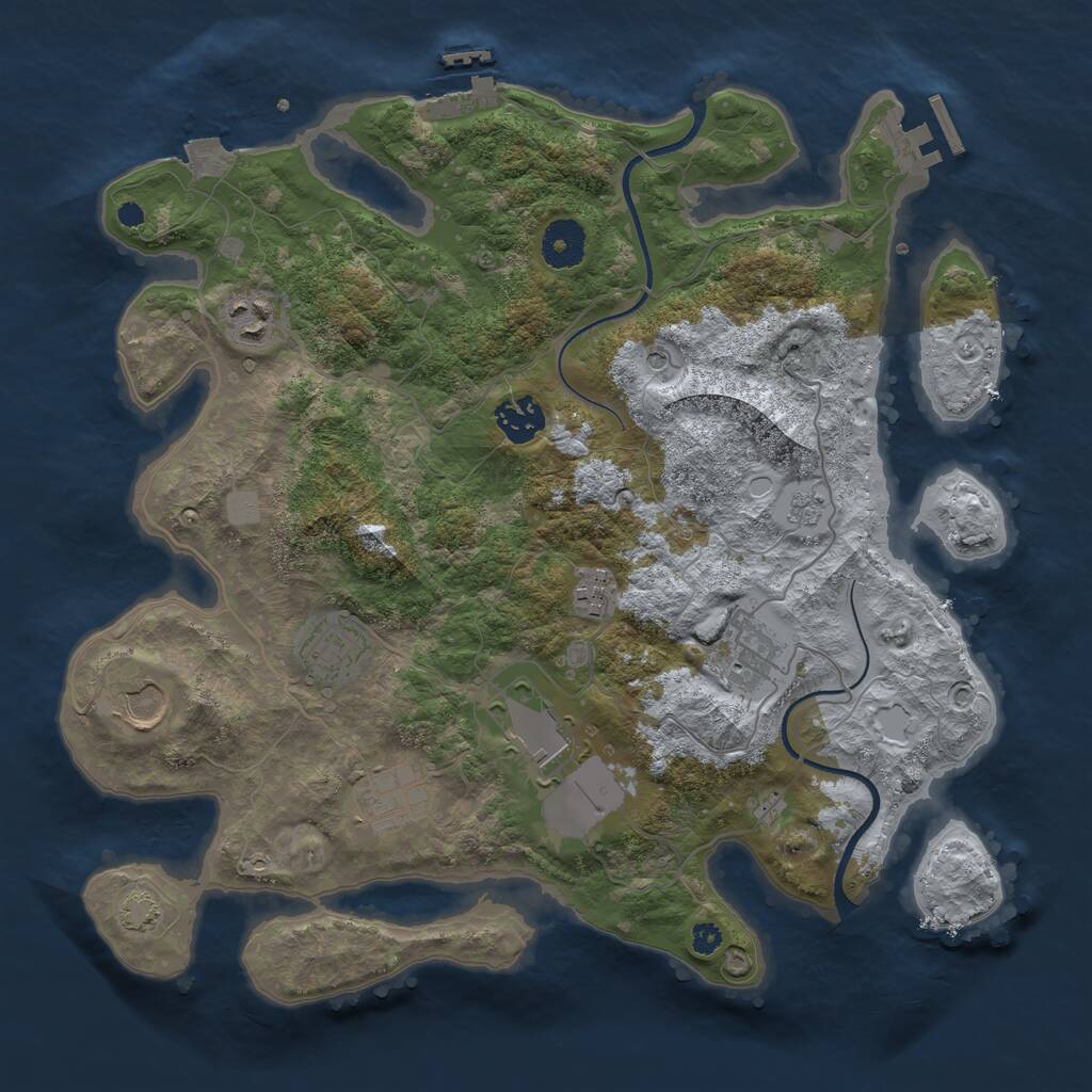 Rust Map: Procedural Map, Size: 3500, Seed: 1917567405, 14 Monuments