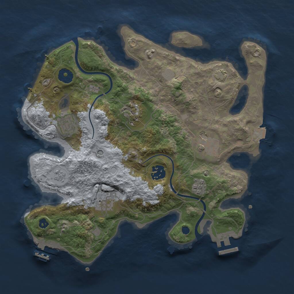 Rust Map: Procedural Map, Size: 3000, Seed: 670089442, 12 Monuments