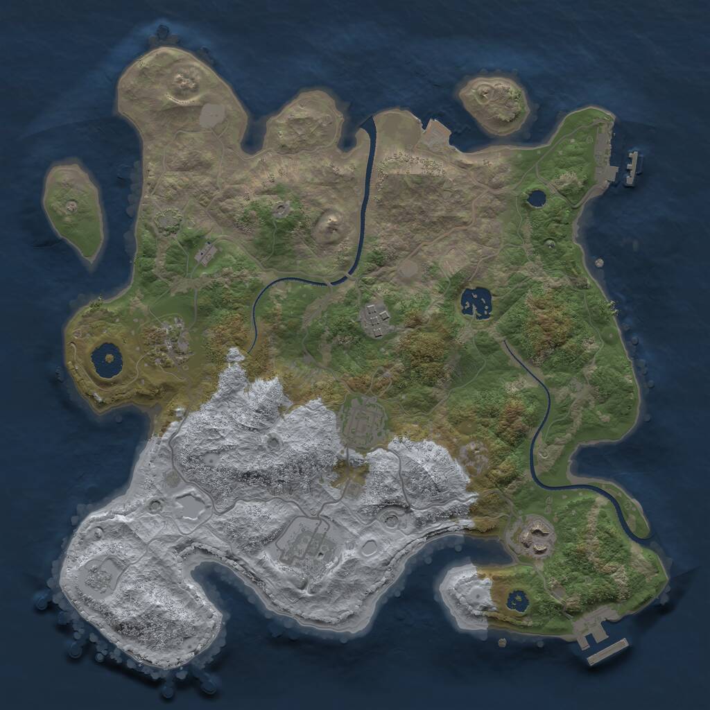Rust Map: Procedural Map, Size: 3268, Seed: 2147483647, 12 Monuments