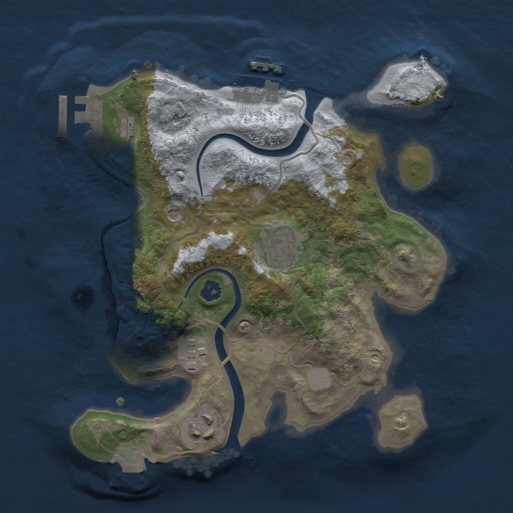 Rust Map: Procedural Map, Size: 2500, Seed: 1339108436, 7 Monuments