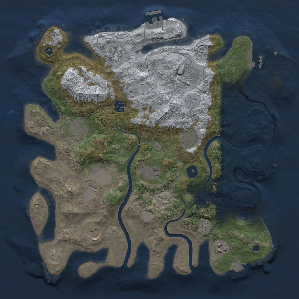 Rust Map: Procedural Map, Size: 3750, Seed: 1440640844, 16 Monuments