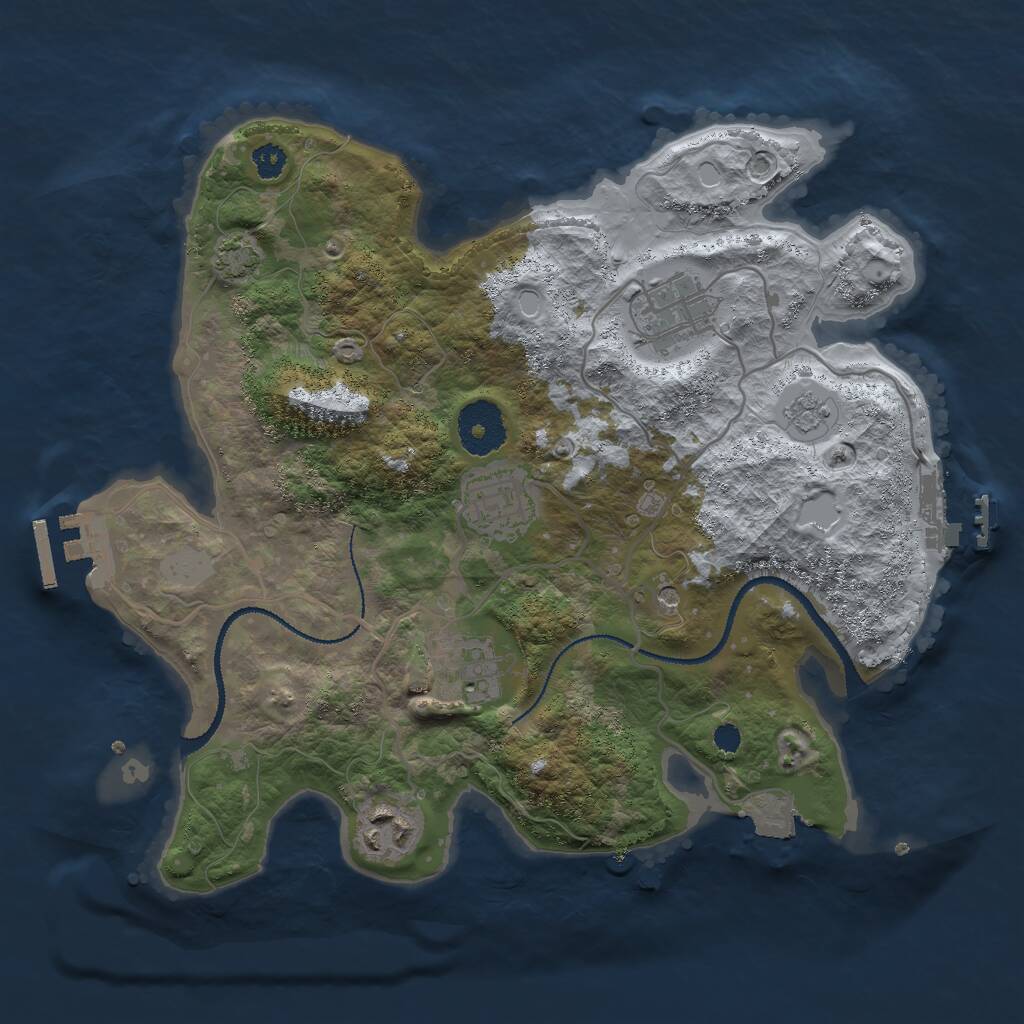 Rust Map: Procedural Map, Size: 3000, Seed: 1651161477, 10 Monuments