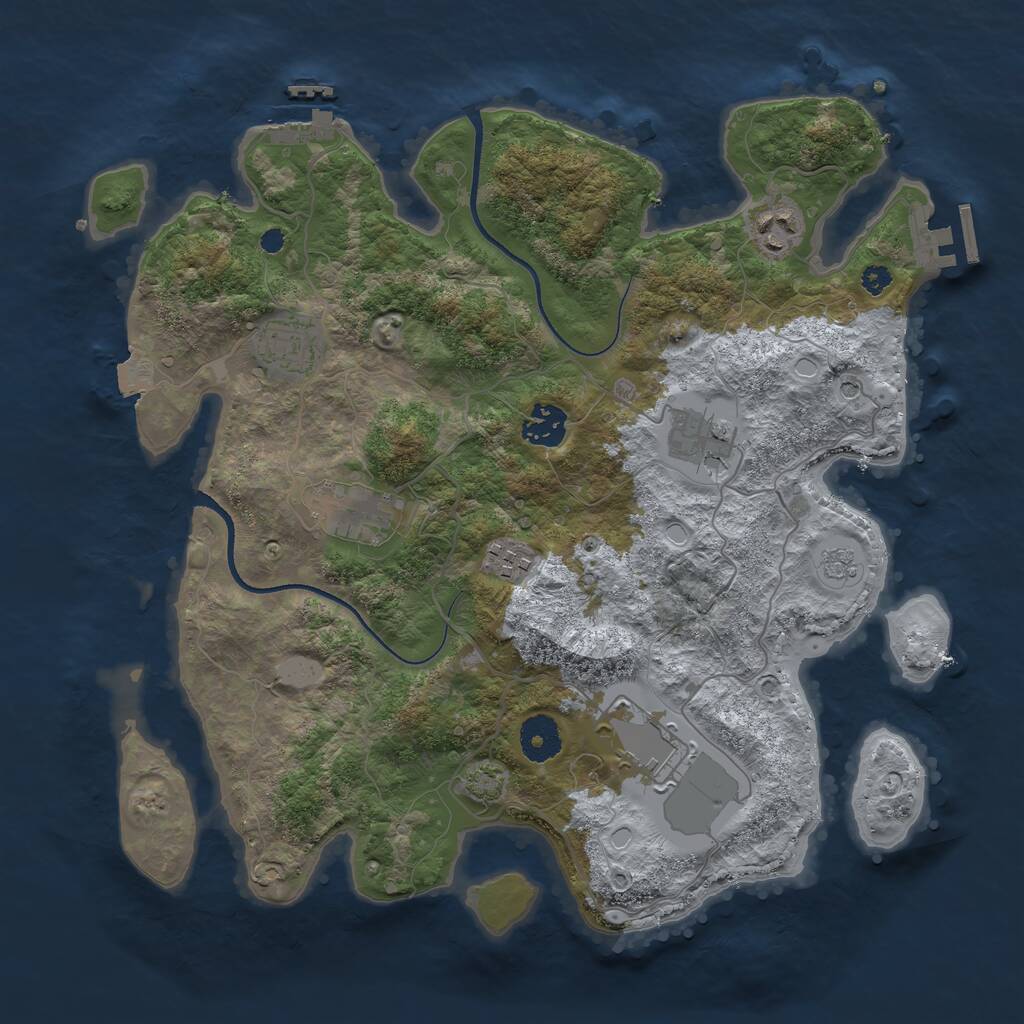 Rust Map: Procedural Map, Size: 3500, Seed: 612784976, 13 Monuments