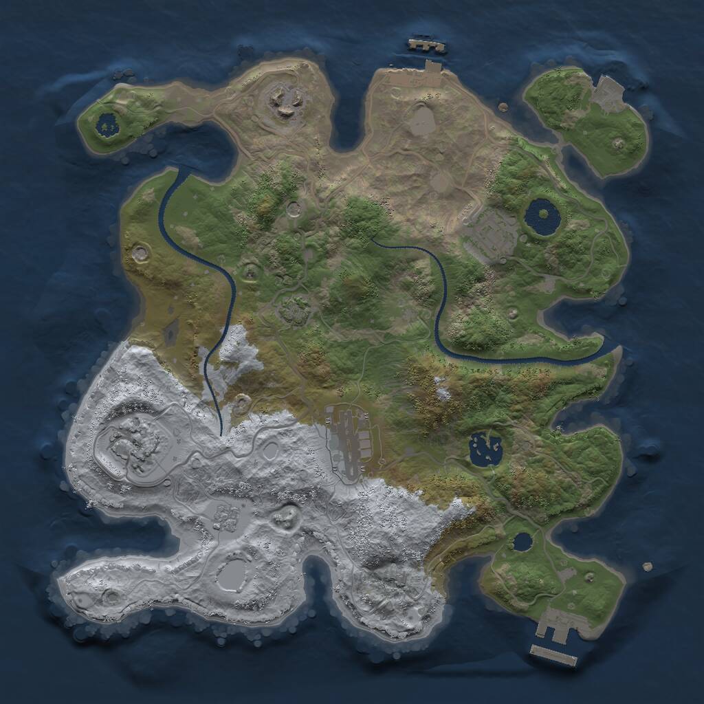 Rust Map: Procedural Map, Size: 3000, Seed: 254818221, 11 Monuments
