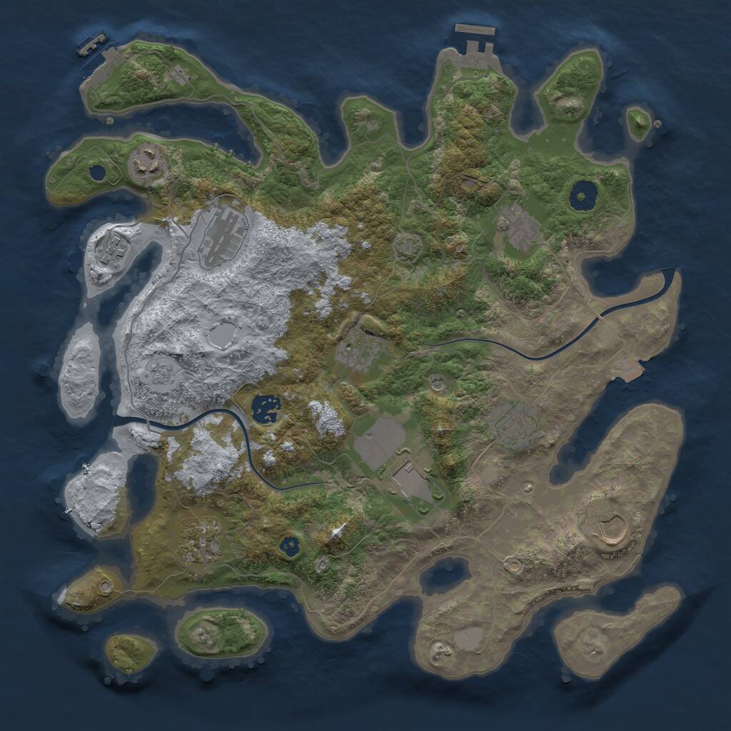 Rust Map: Procedural Map, Size: 3700, Seed: 846588313, 16 Monuments
