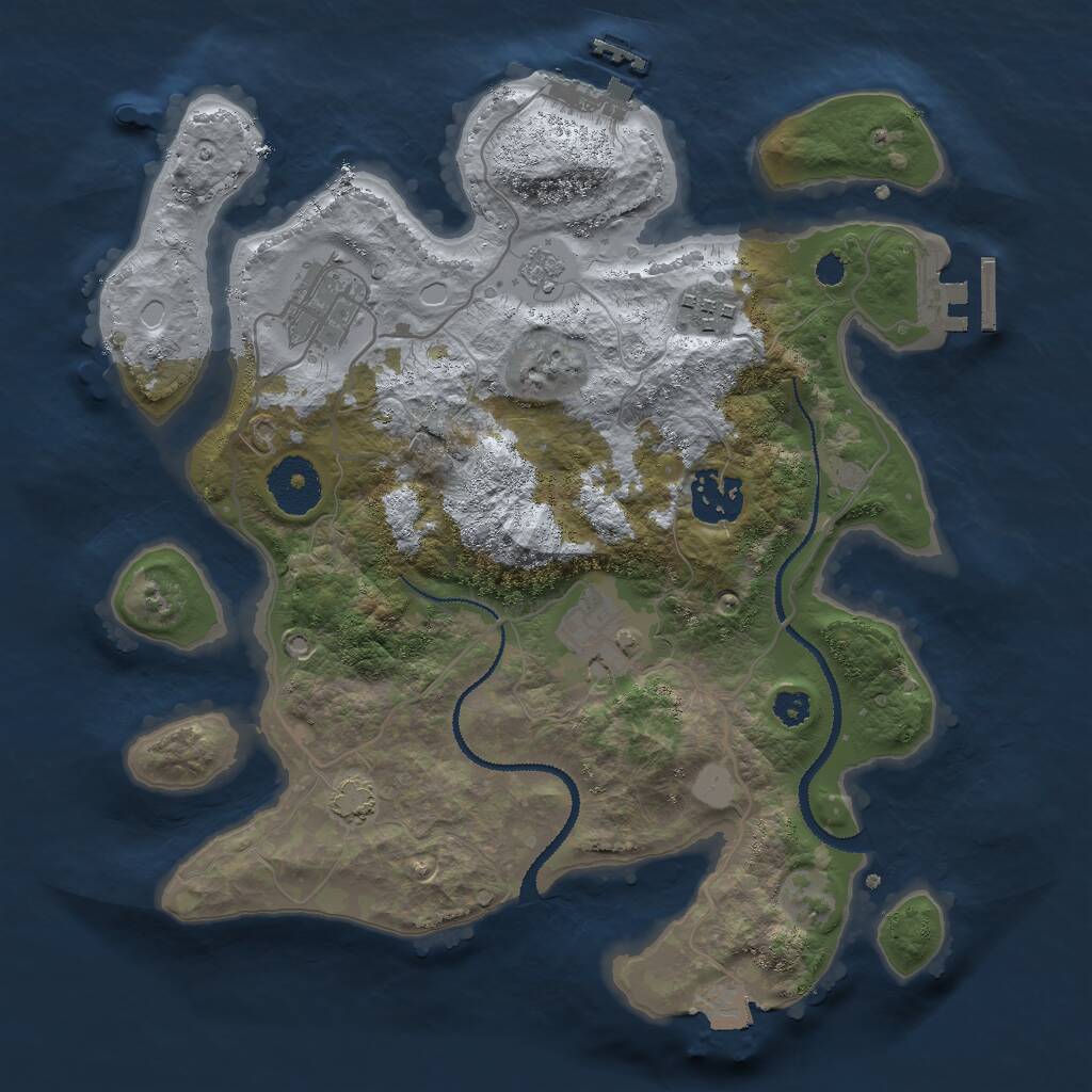 Rust Map: Procedural Map, Size: 3000, Seed: 178239441, 9 Monuments