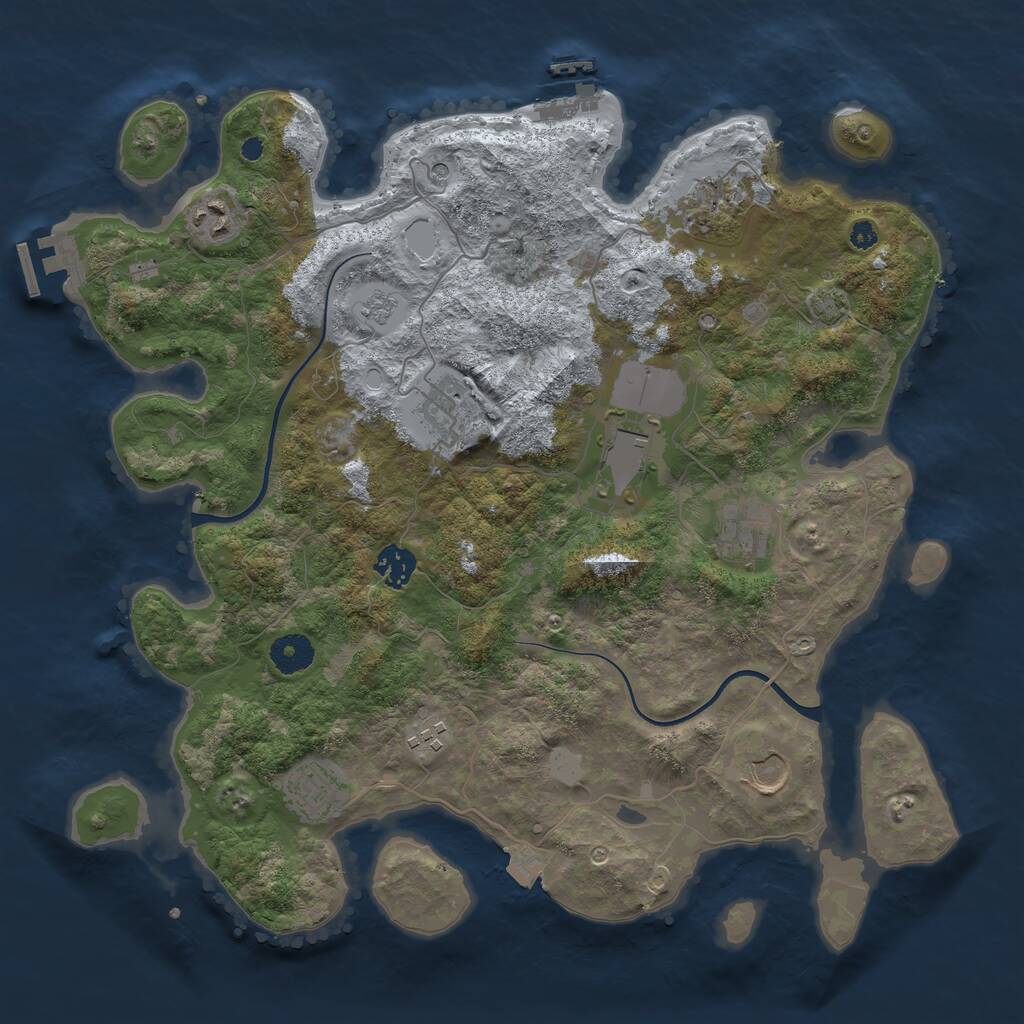 Rust Map: Procedural Map, Size: 3750, Seed: 995004401, 15 Monuments
