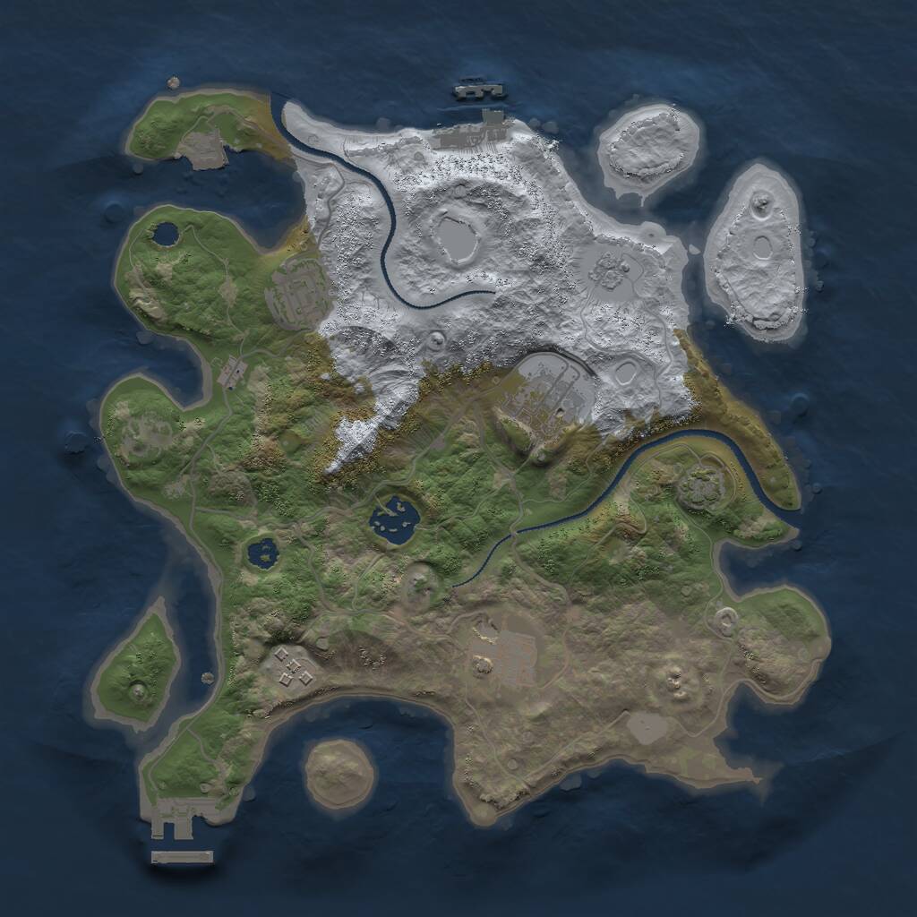 Rust Map: Procedural Map, Size: 3000, Seed: 1019197715, 10 Monuments