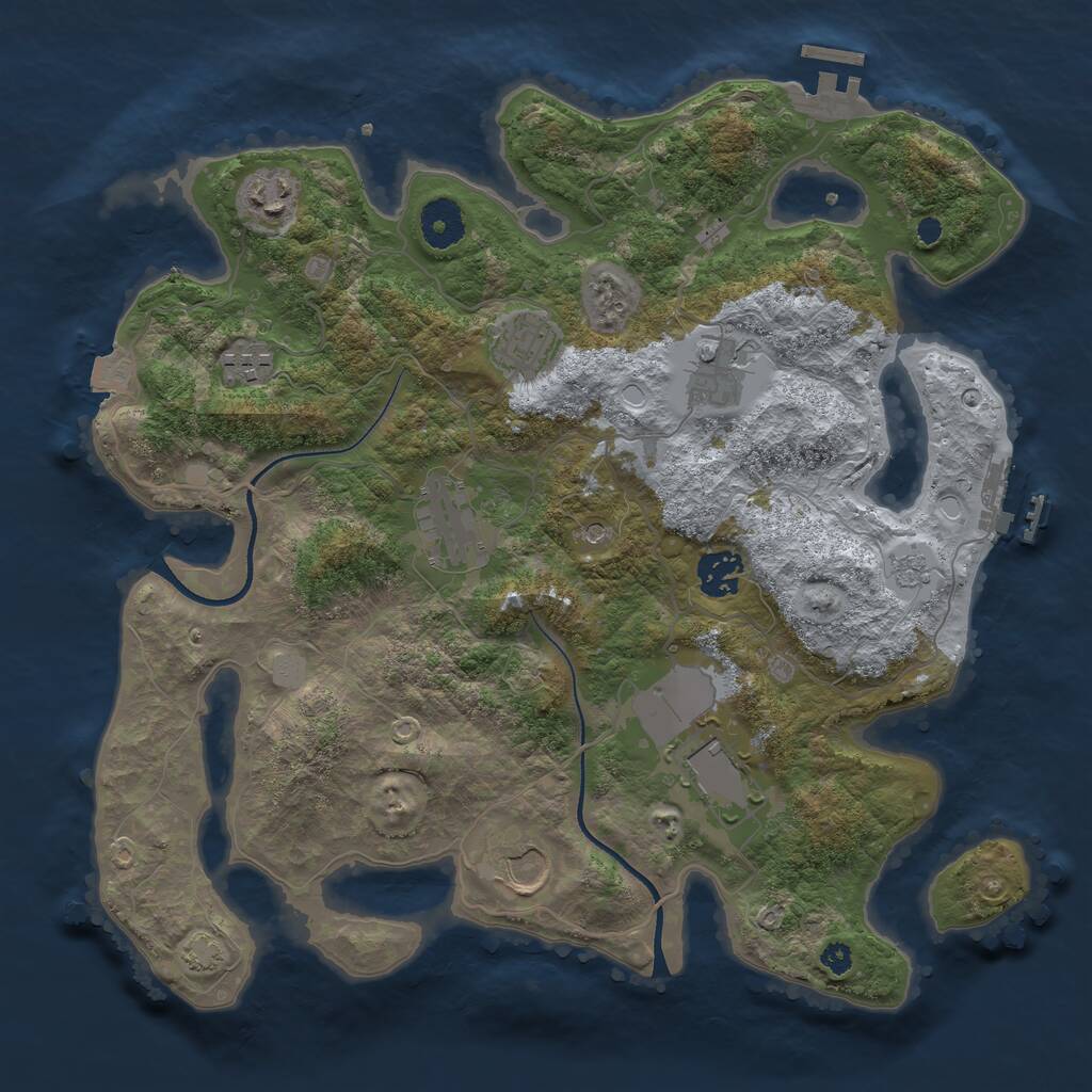 Rust Map: Procedural Map, Size: 3500, Seed: 488530671, 14 Monuments