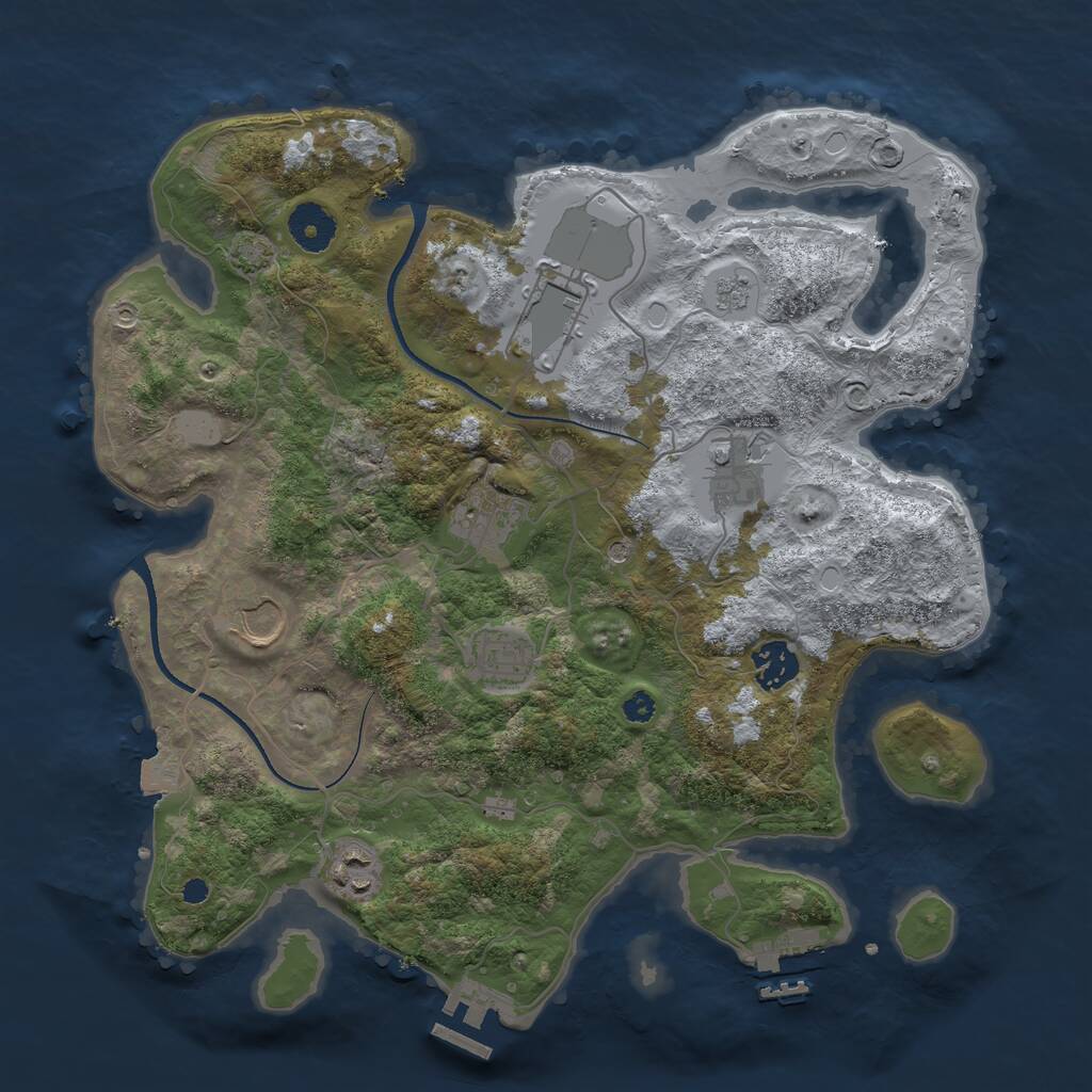 Rust Map: Procedural Map, Size: 3500, Seed: 900417876, 13 Monuments