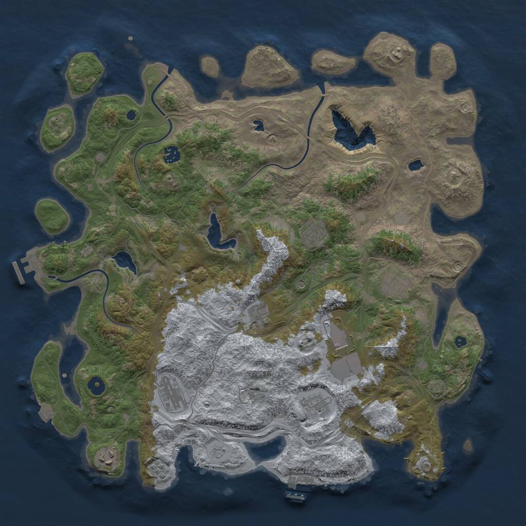 Rust Map: Procedural Map, Size: 4500, Seed: 1050548110, 15 Monuments