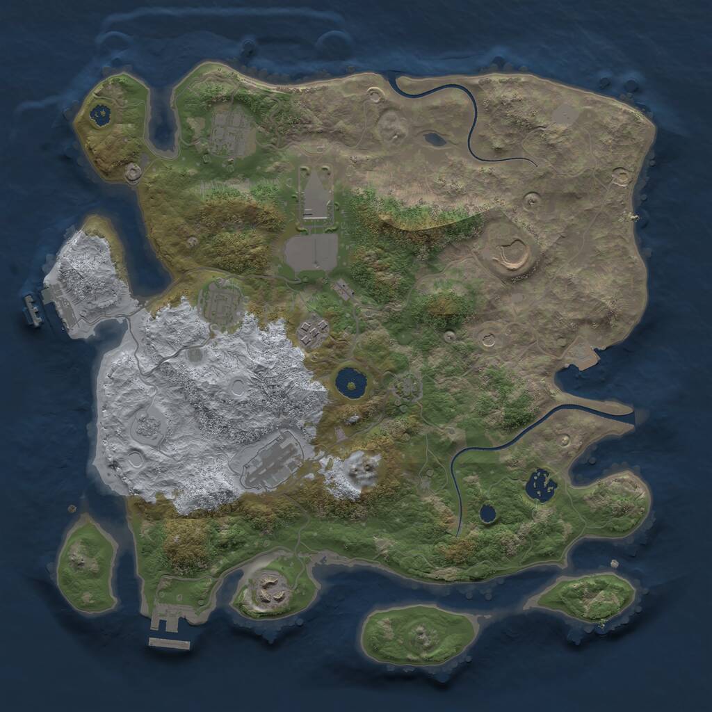 Rust Map: Procedural Map, Size: 3500, Seed: 652632975, 14 Monuments