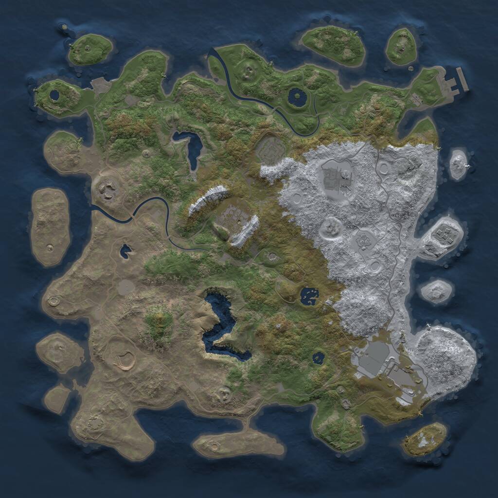 Rust Map: Procedural Map, Size: 4000, Seed: 1552664944, 13 Monuments