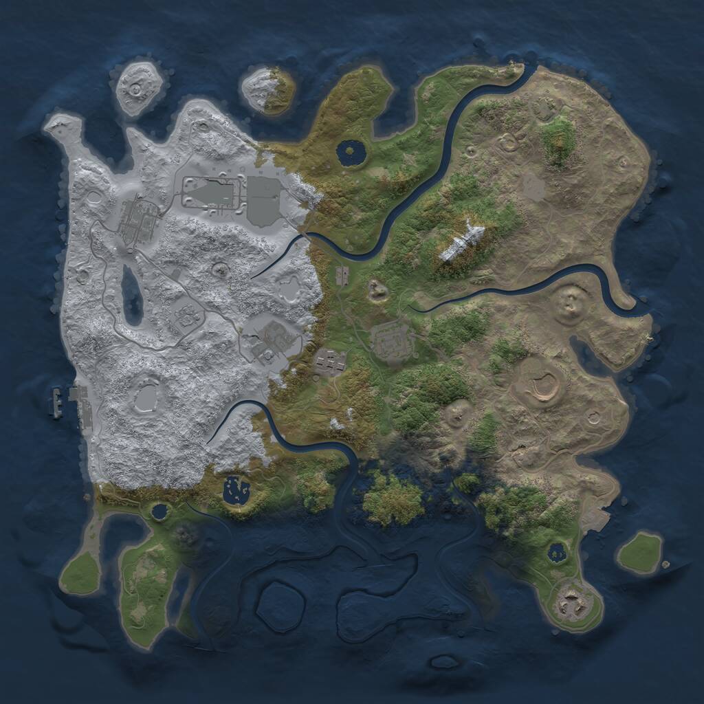 Rust Map: Procedural Map, Size: 3750, Seed: 1492934641, 13 Monuments