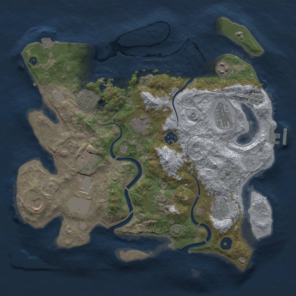 Rust Map: Procedural Map, Size: 3600, Seed: 1224518852, 16 Monuments