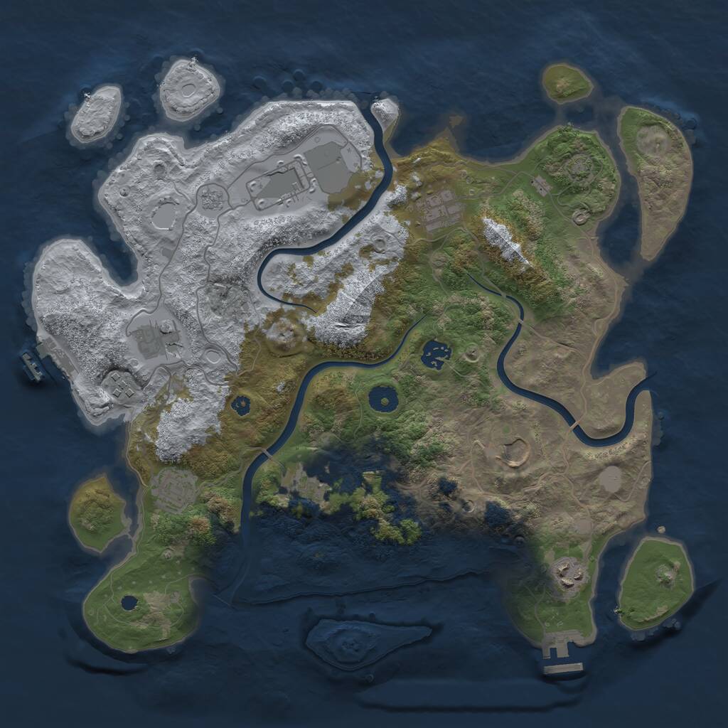 Rust Map: Procedural Map, Size: 3800, Seed: 1318984489, 15 Monuments