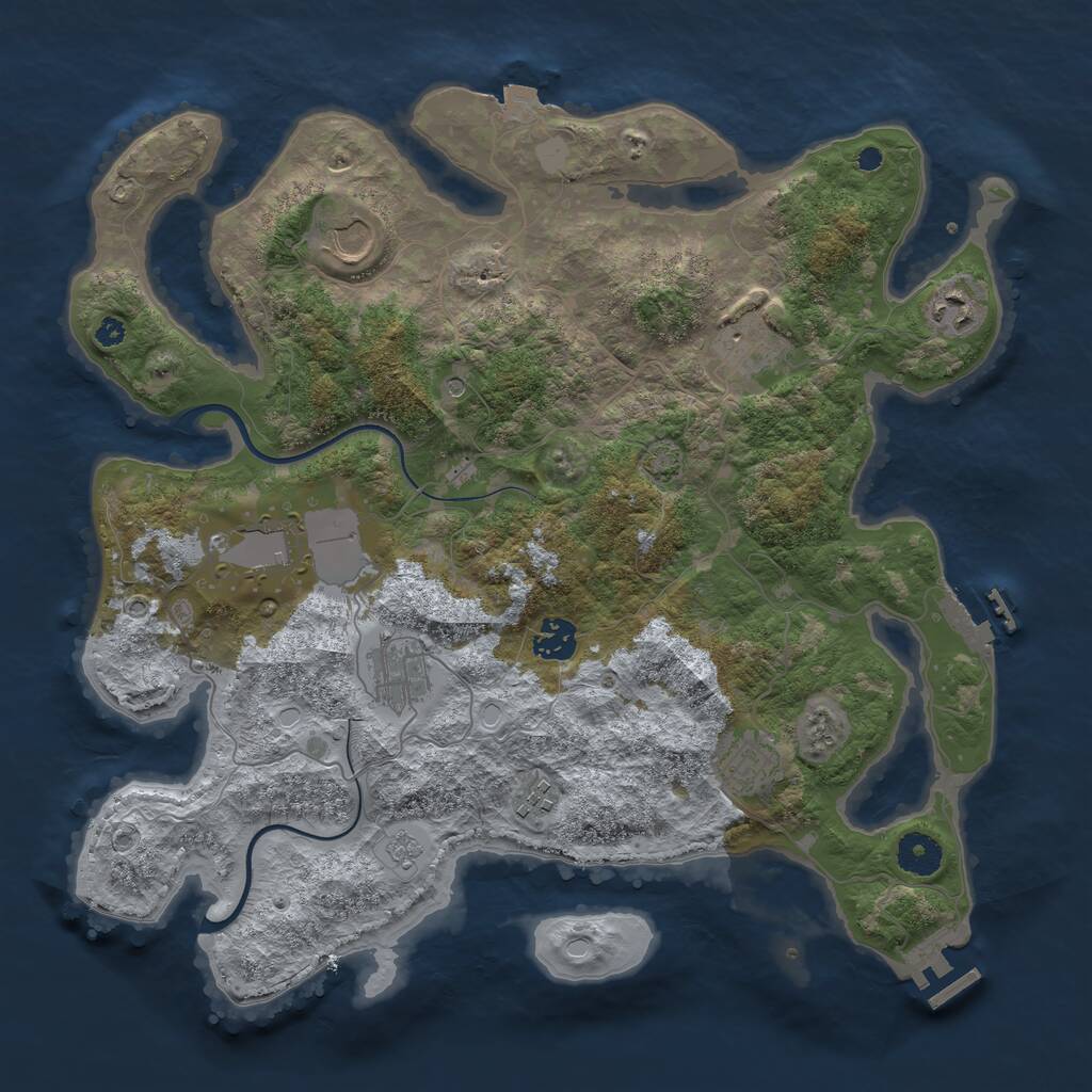 Rust Map: Procedural Map, Size: 3750, Seed: 160371703, 14 Monuments
