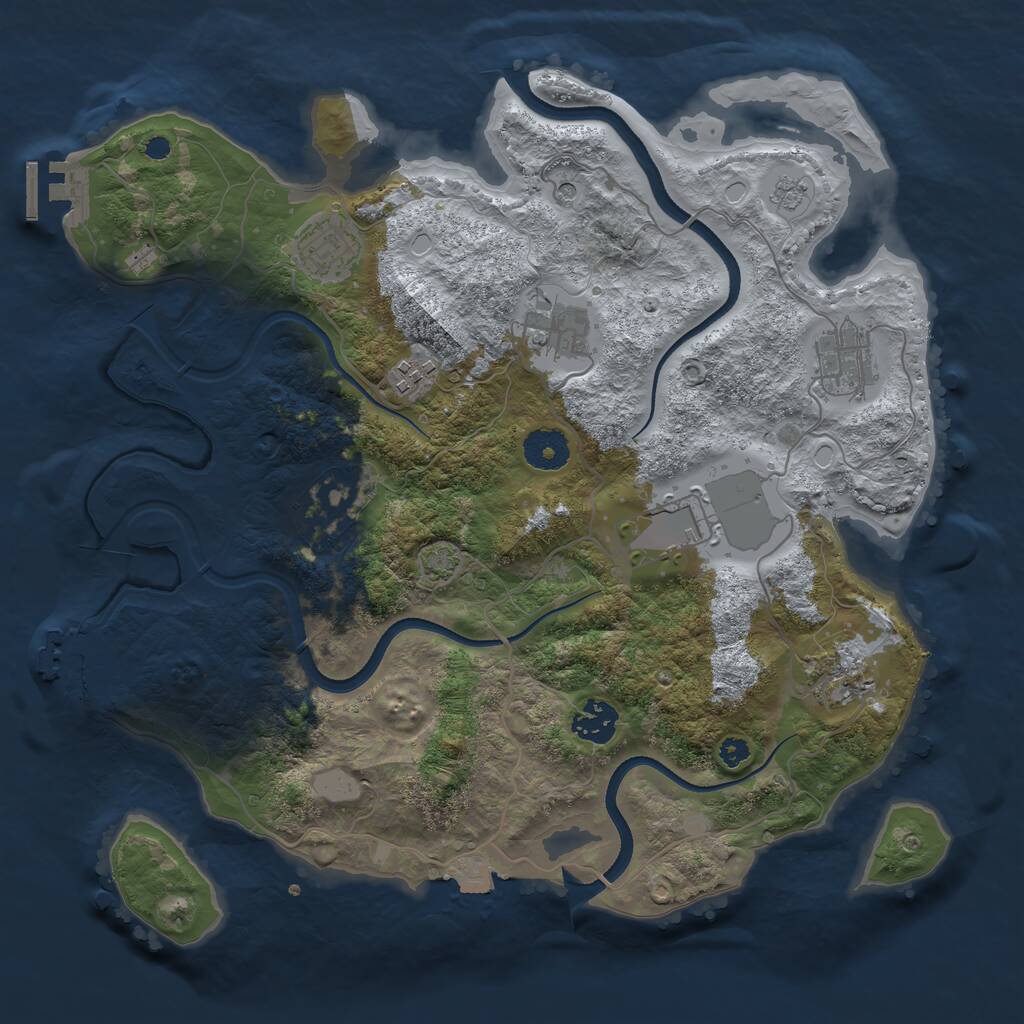 Rust Map: Procedural Map, Size: 3500, Seed: 127983745, 14 Monuments