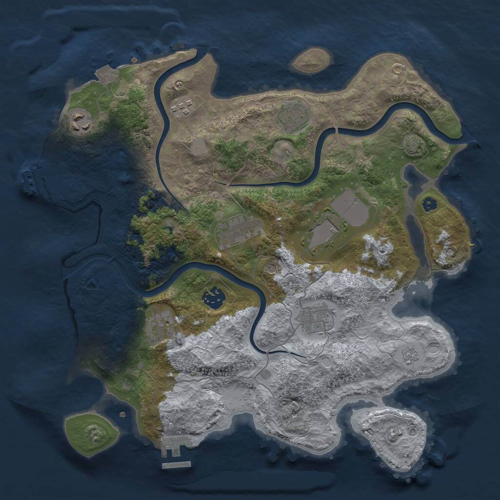 Rust Map: Procedural Map, Size: 3500, Seed: 85894939, 14 Monuments