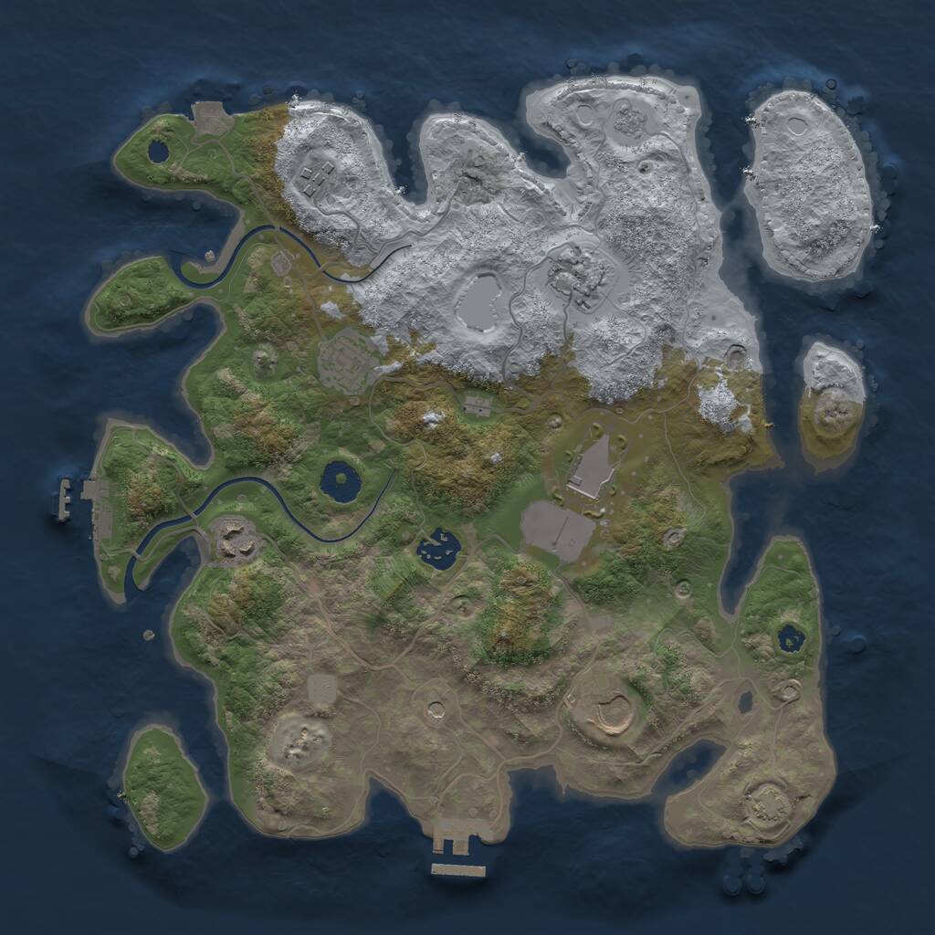 Rust Map: Procedural Map, Size: 3500, Seed: 77613825, 13 Monuments