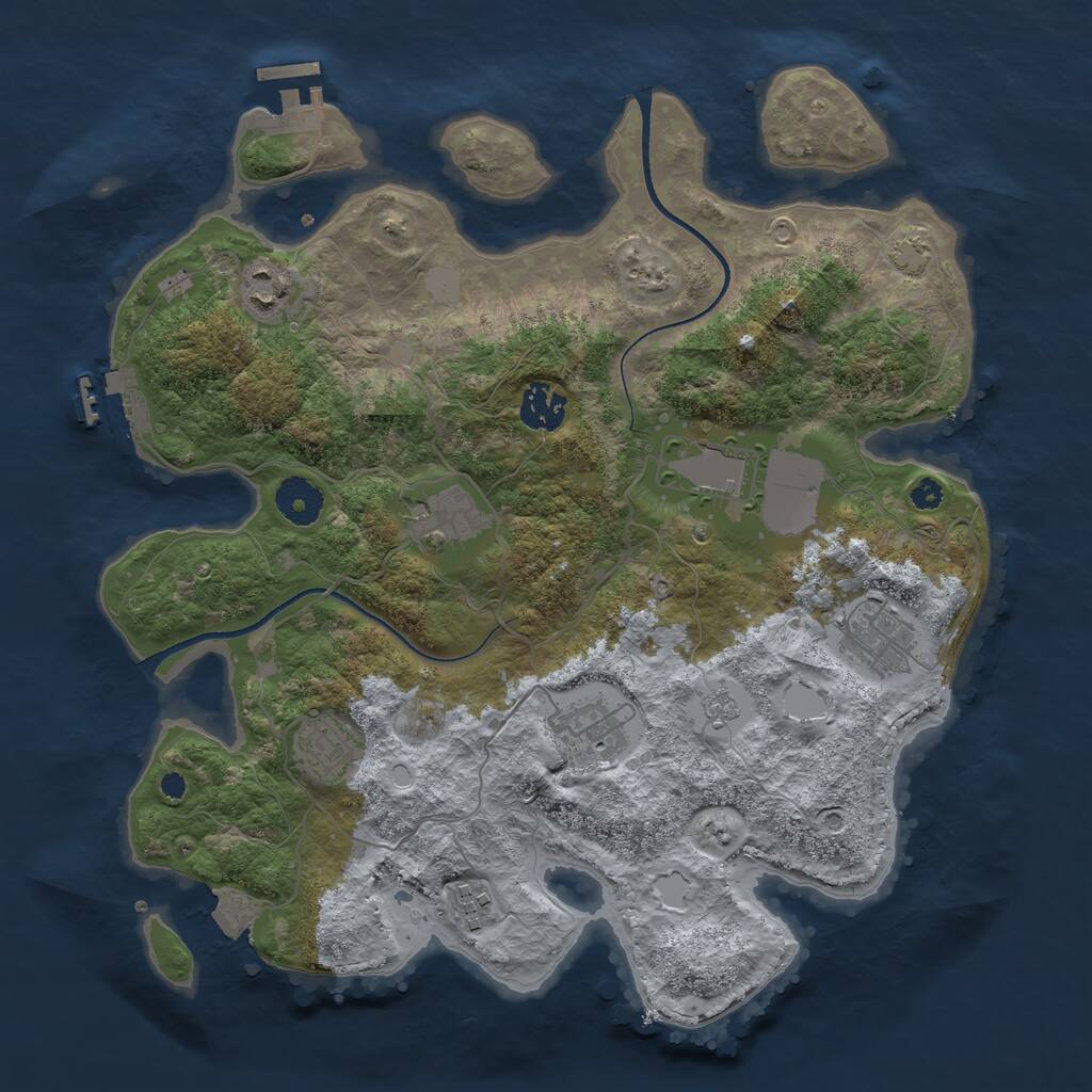 Rust Map: Procedural Map, Size: 3500, Seed: 750954180, 13 Monuments