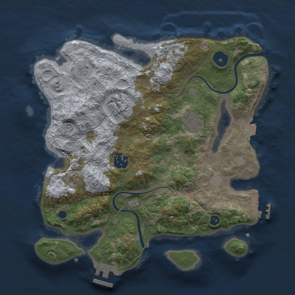 Rust Map: Procedural Map, Size: 3000, Seed: 1996515289, 8 Monuments
