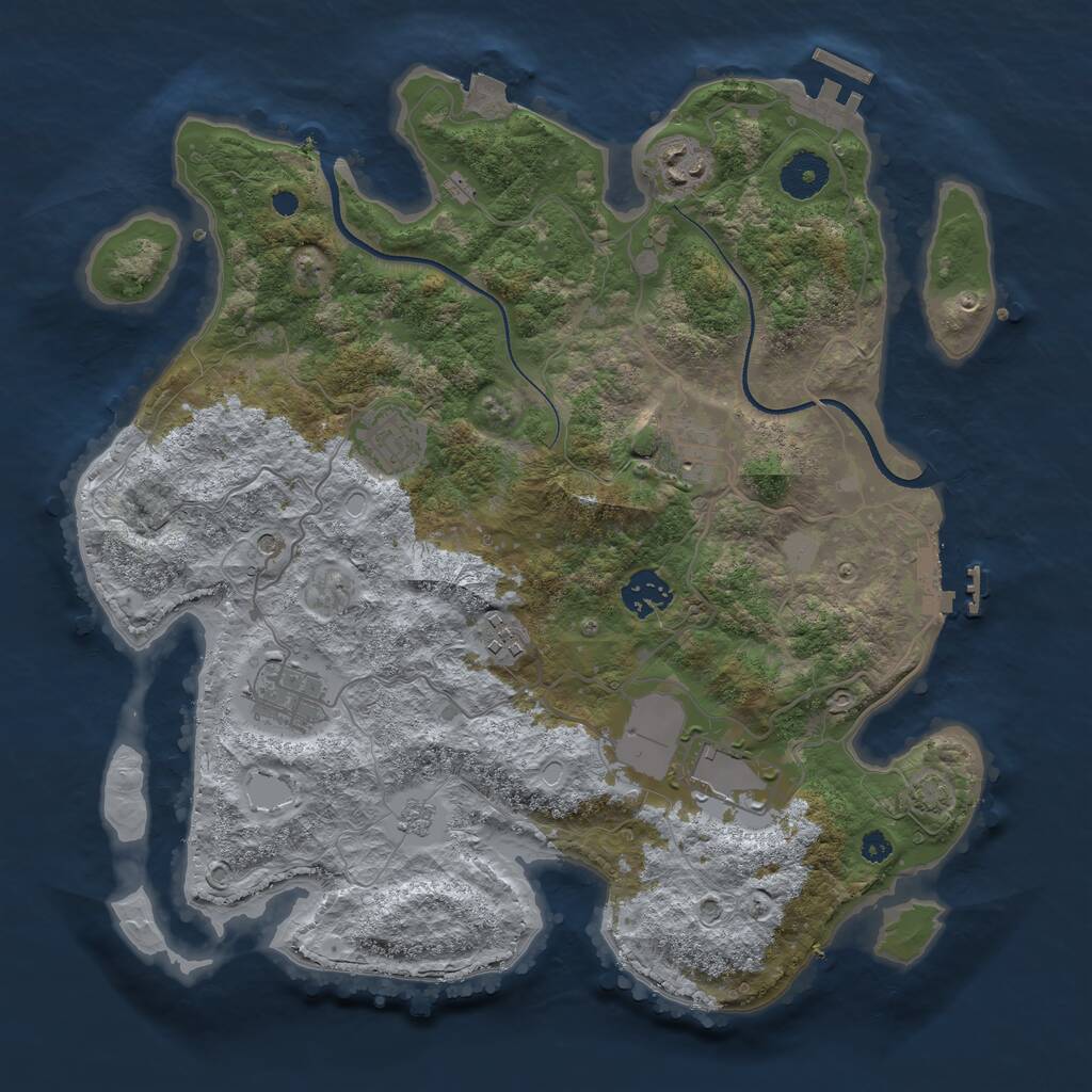 Rust Map: Procedural Map, Size: 3500, Seed: 1062580351, 13 Monuments