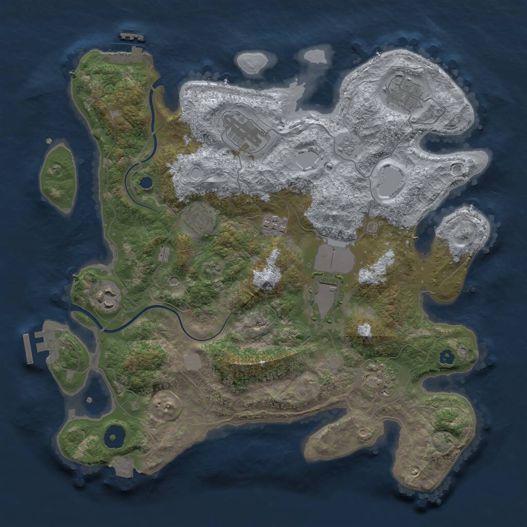 Rust Map: Procedural Map, Size: 3500, Seed: 124205762, 13 Monuments
