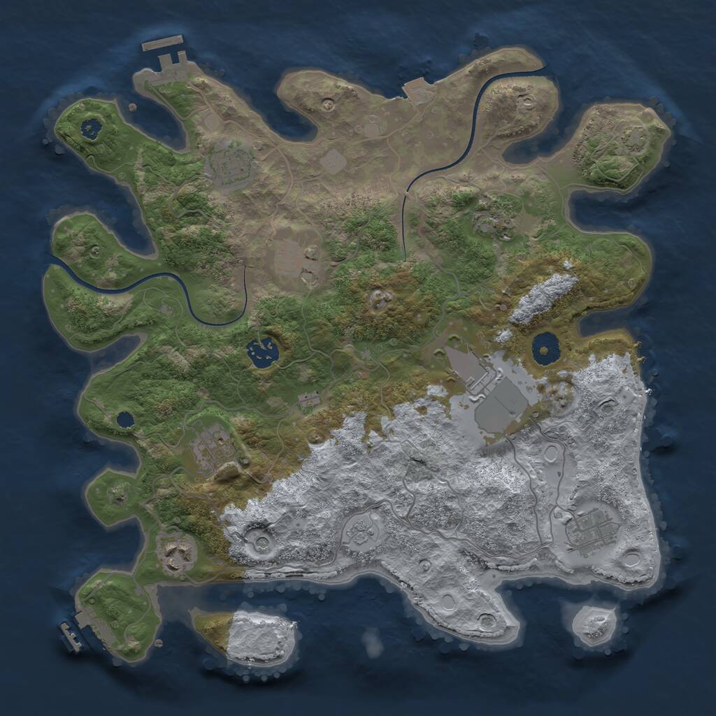 Rust Map: Procedural Map, Size: 3500, Seed: 56058779, 14 Monuments