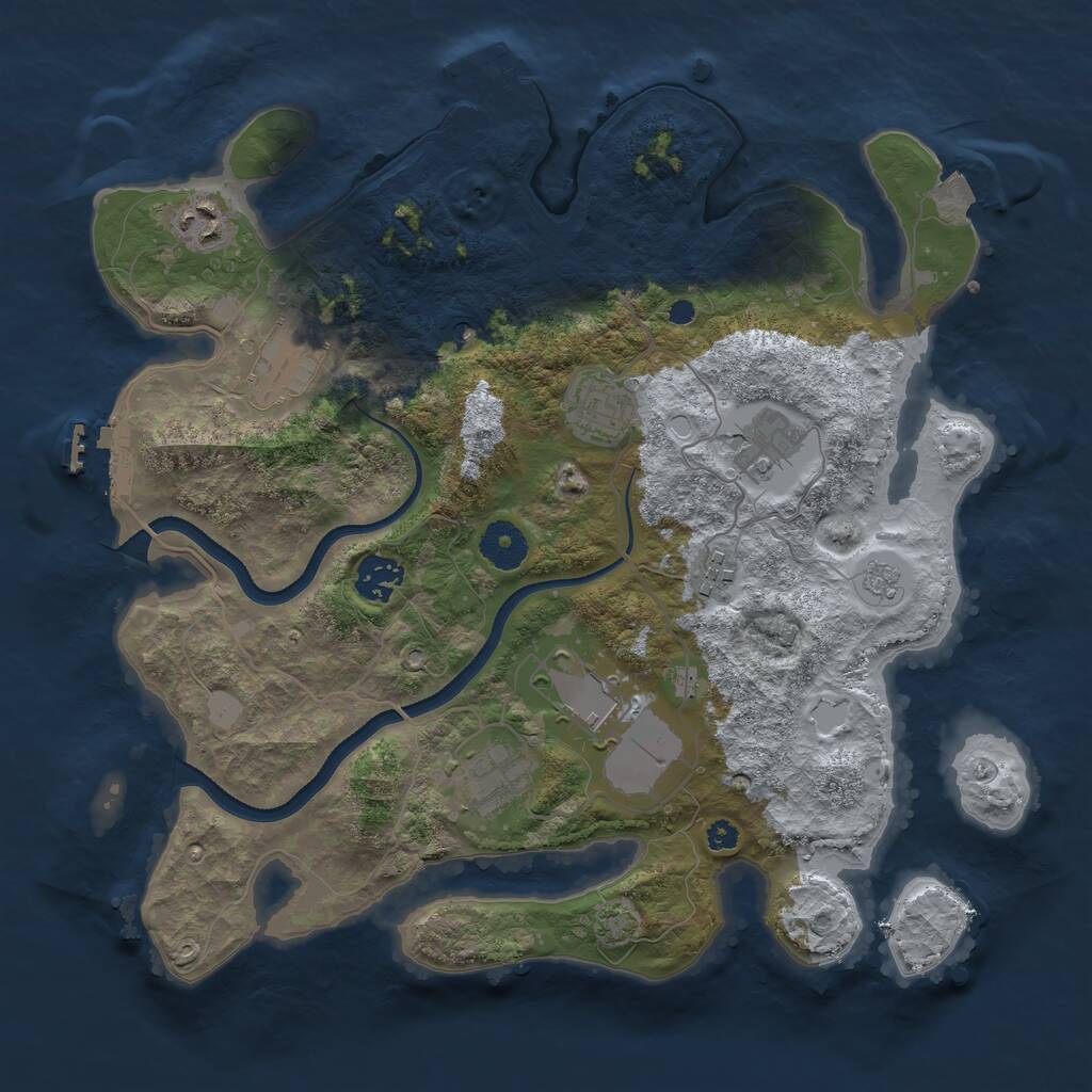 Rust Map: Procedural Map, Size: 3500, Seed: 7471476, 14 Monuments