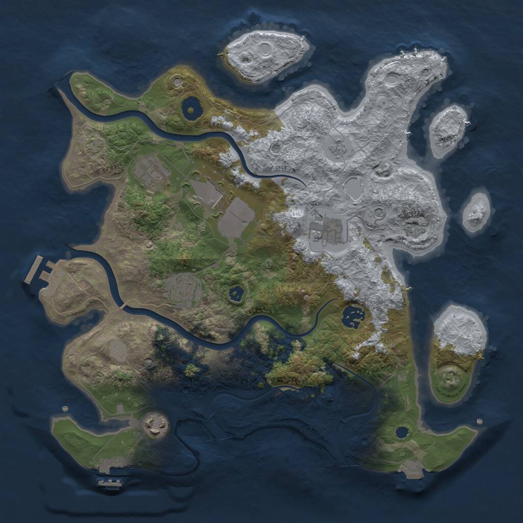 Rust Map: Procedural Map, Size: 3500, Seed: 461873814, 13 Monuments