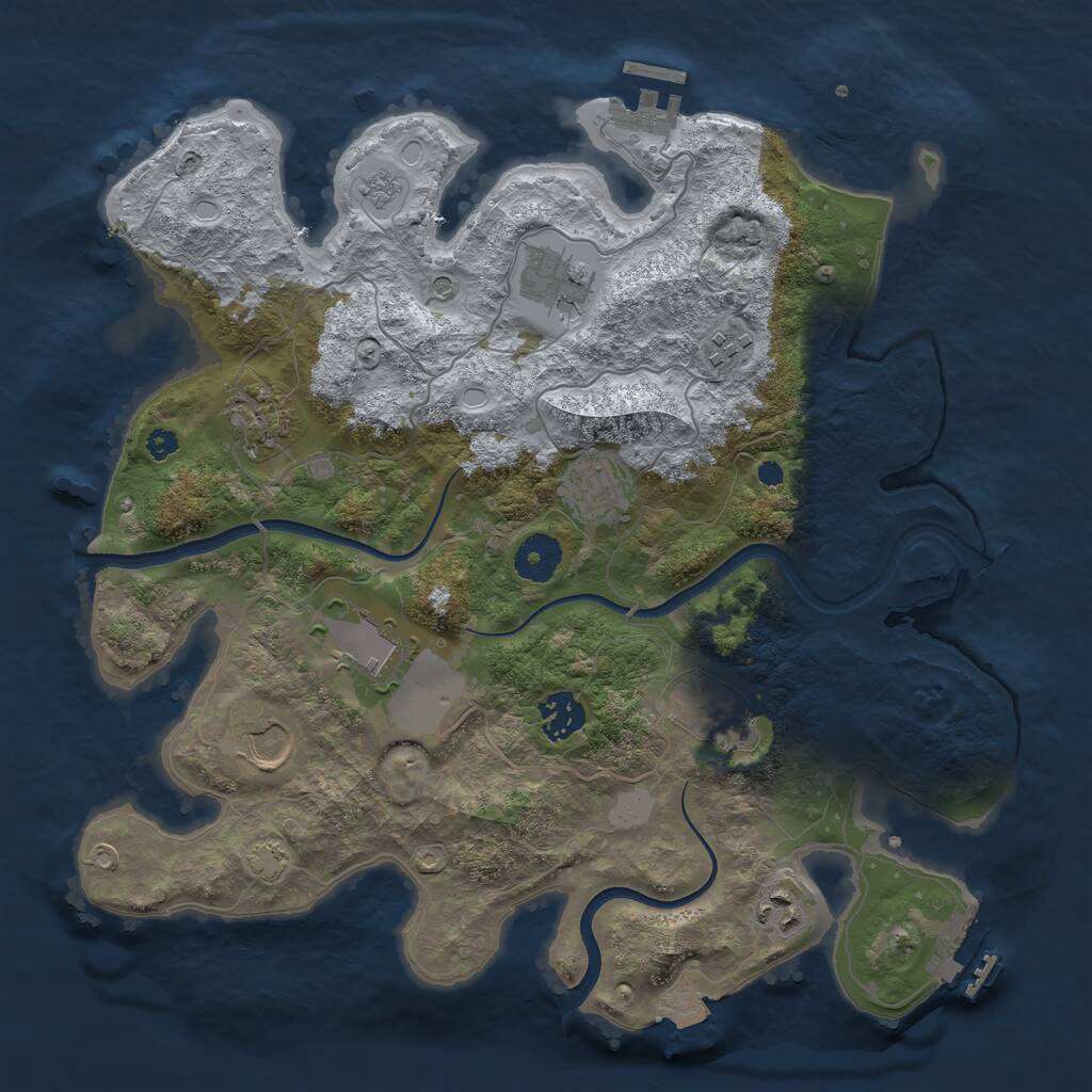 Rust Map: Procedural Map, Size: 3500, Seed: 57985857, 15 Monuments