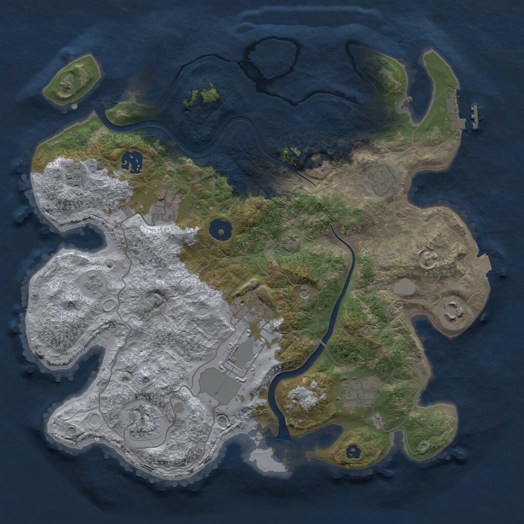 Rust Map: Procedural Map, Size: 3500, Seed: 1851678989, 14 Monuments