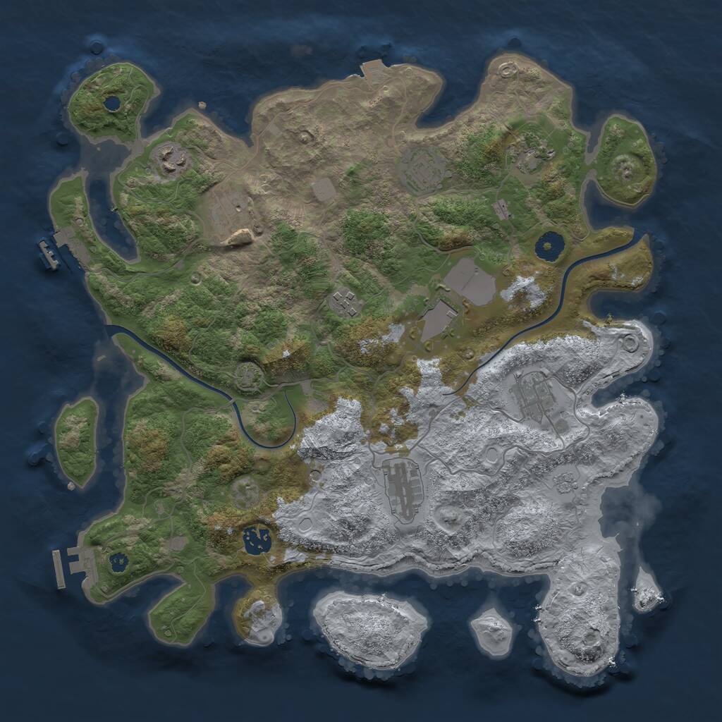 Rust Map: Procedural Map, Size: 3750, Seed: 2028594433, 15 Monuments