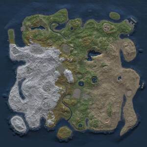 Thumbnail Rust Map: Procedural Map, Size: 4000, Seed: 222198307, 15 Monuments