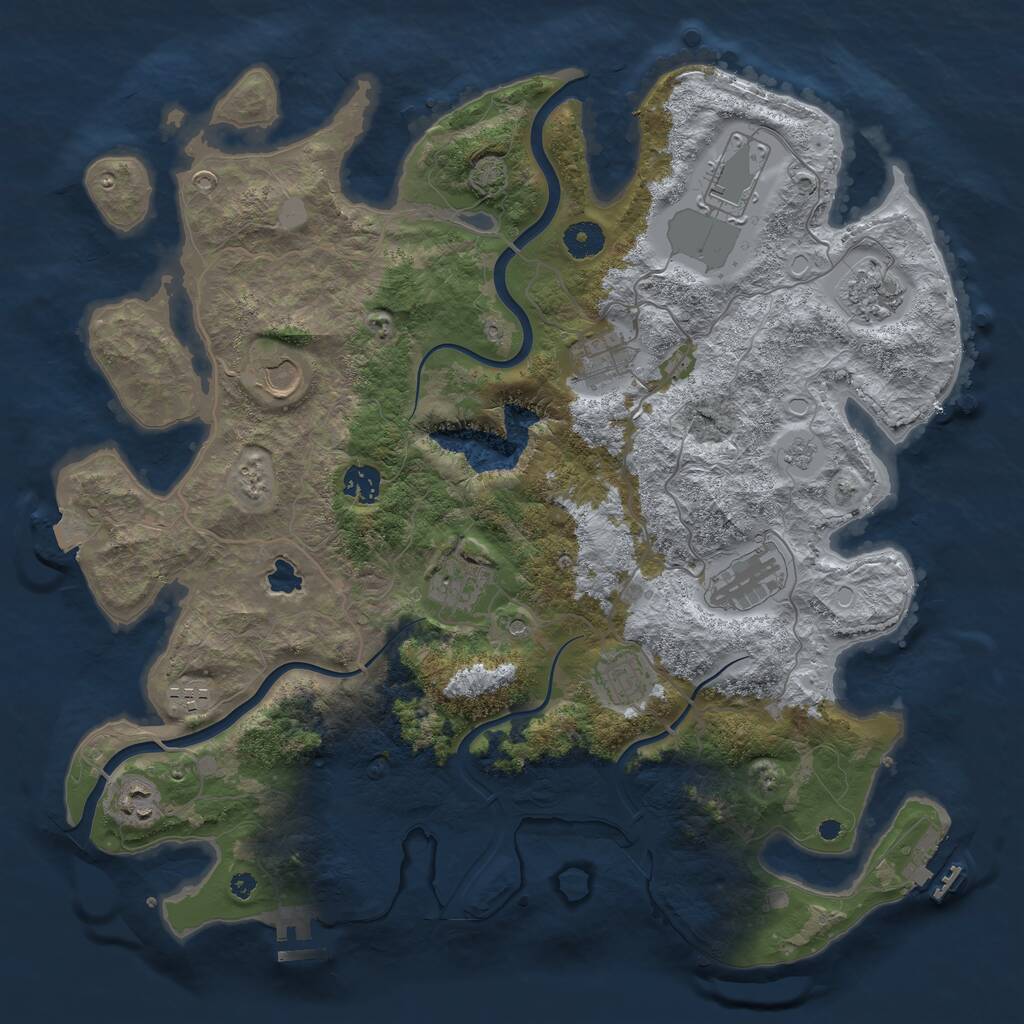 Rust Map: Procedural Map, Size: 4000, Seed: 18385, 16 Monuments