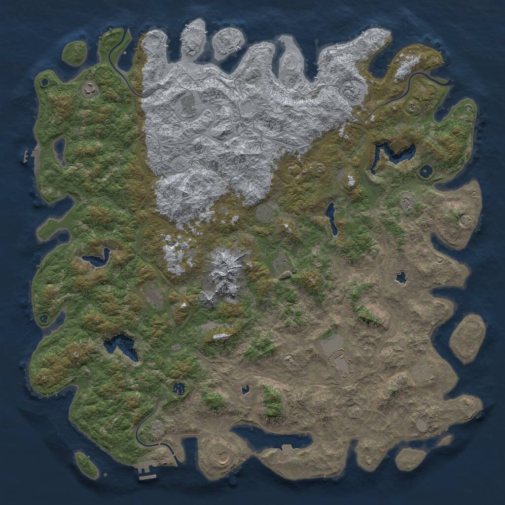 Rust Map: Procedural Map, Size: 6000, Seed: 90253389, 17 Monuments