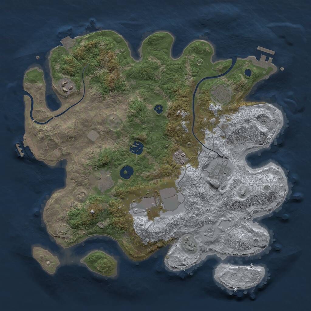 Rust Map: Procedural Map, Size: 3500, Seed: 1465861551, 13 Monuments