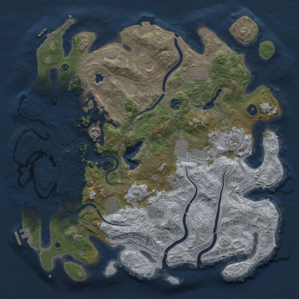 Rust Map: Procedural Map, Size: 4250, Seed: 2069421799, 16 Monuments