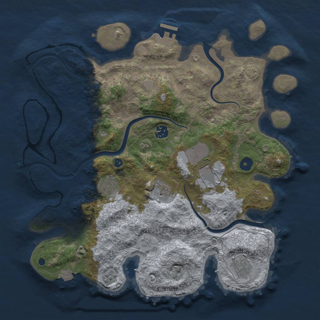 Rust Map: Procedural Map, Size: 3600, Seed: 1626003502, 11 Monuments