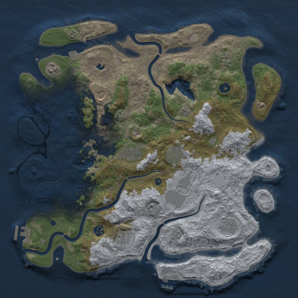 Rust Map: Procedural Map, Size: 4150, Seed: 1691691, 16 Monuments