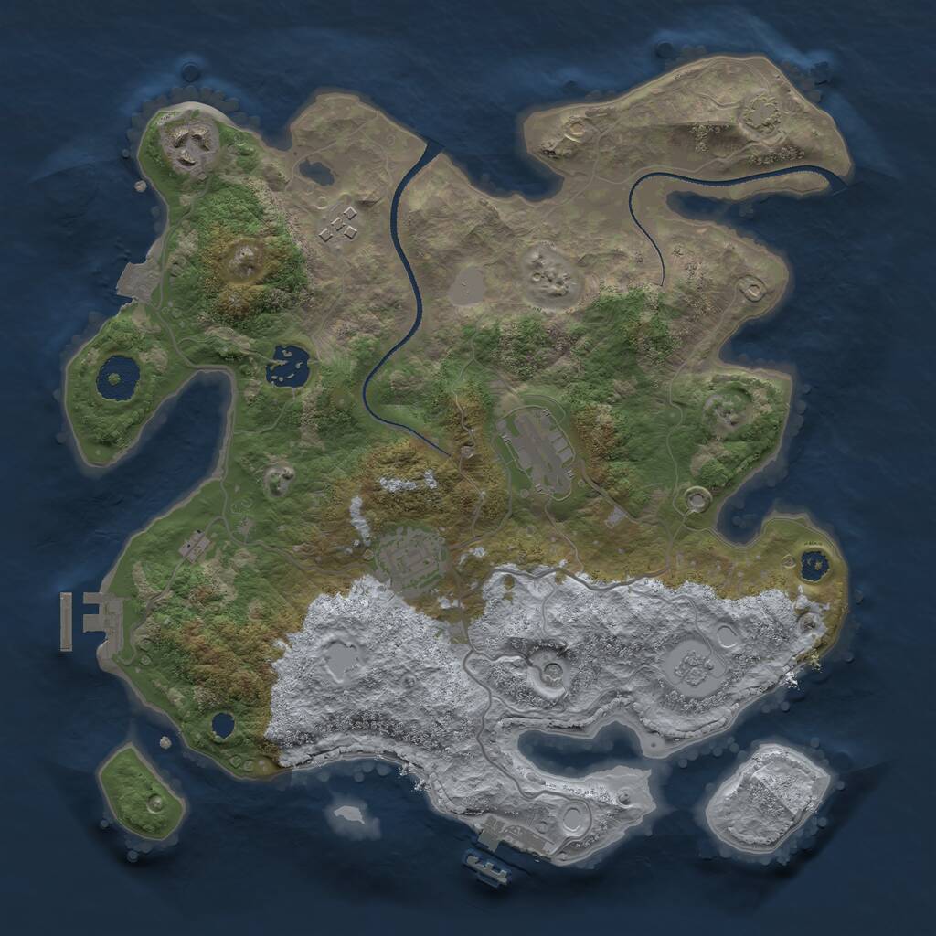 Rust Map: Procedural Map, Size: 3200, Seed: 713708189, 11 Monuments