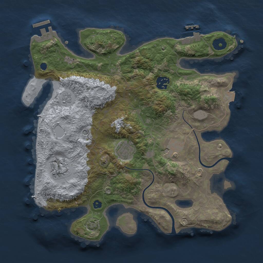 Rust Map: Procedural Map, Size: 3000, Seed: 1016648608, 10 Monuments