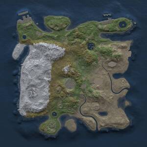 Thumbnail Rust Map: Procedural Map, Size: 3000, Seed: 1016648608, 10 Monuments