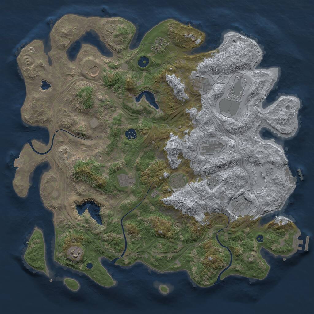 Rust Map: Procedural Map, Size: 4250, Seed: 590713516, 17 Monuments