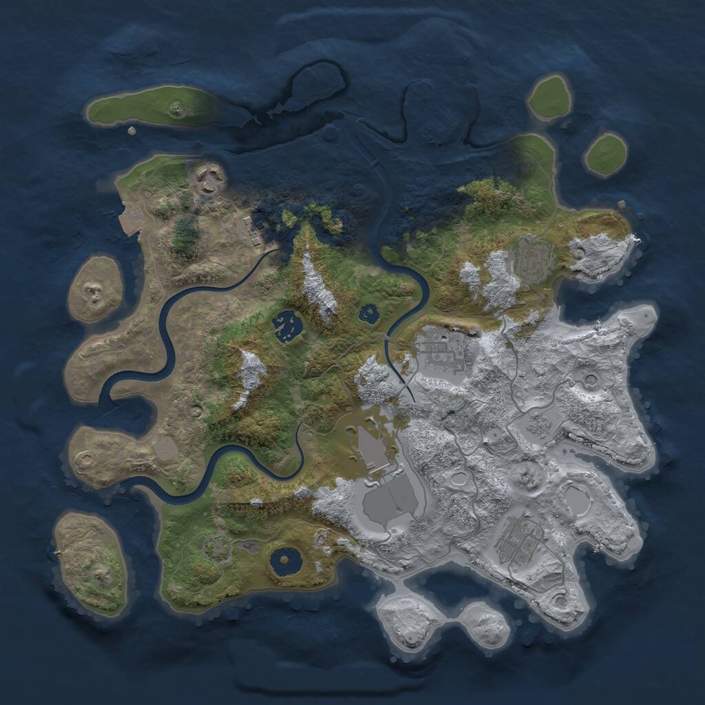 Rust Map: Procedural Map, Size: 3500, Seed: 946149943, 12 Monuments