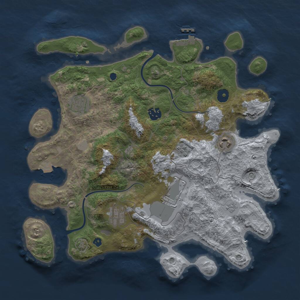 Rust Map: Procedural Map, Size: 3500, Seed: 946149943, 11 Monuments