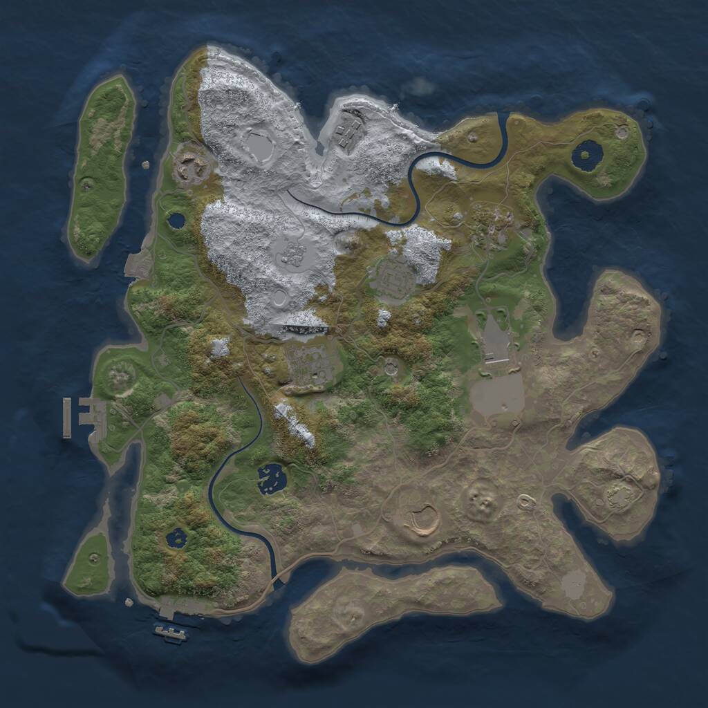 Rust Map: Procedural Map, Size: 3500, Seed: 180001651, 14 Monuments