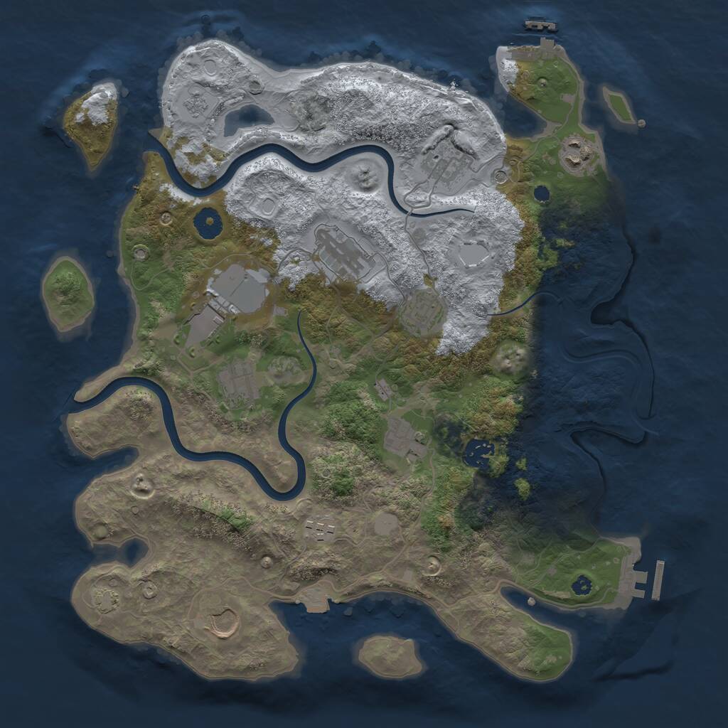 Rust Map: Procedural Map, Size: 3700, Seed: 1025412236, 16 Monuments