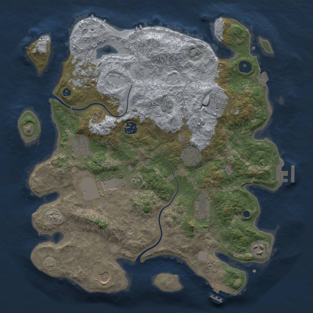 Rust Map: Procedural Map, Size: 3700, Seed: 1025412236, 16 Monuments
